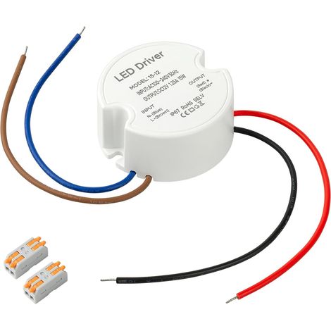 Transformateur LED 12V, IP67 étanche Transfo 15W 1.25A, LED Driver Rond 220V à 12V pour Éclairage Intérieur et Extérieur (1/5)