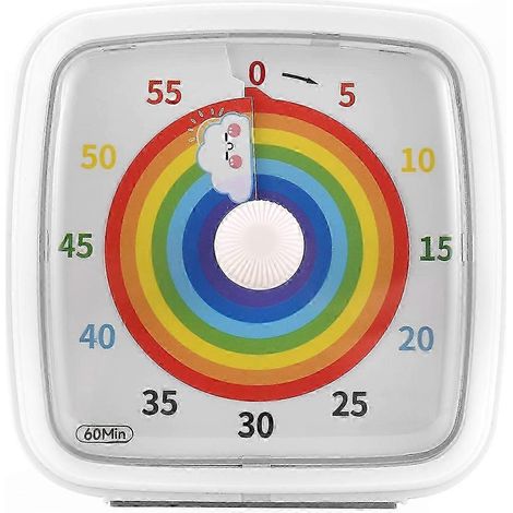 Minuteur visuel 60 minutes avec veilleuse, minuterie Pomodoro arc-en-ciel pour enfants, compte à rebours lumineux design ludique (1/5)