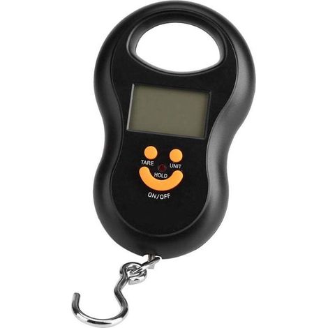 Balance numérique portable LCD de poche, crochet électronique à main, ceinture, bagages, balance suspendue, rétroéclairage, pesage (noir)
