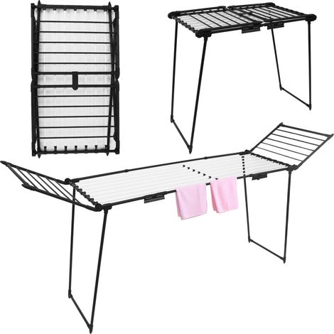 Tendedero de pie para ropa, plegable, para balcón, extensible, bicolor