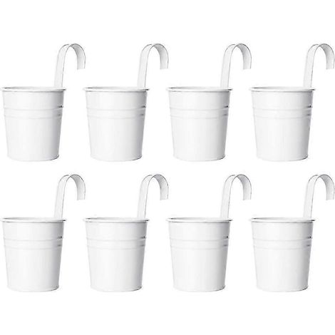 Pot de fleurs suspendu en métal, seau en fer, pot de fleurs pour balustrade de jardin, support à fleurs décoratif suspendu bs (1/5)