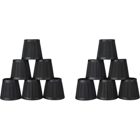 Lustre à bougie avec abat-jour à clipser, compatible avec les plafonniers, les lampes de table et les lampadaires, lot de 12, noir. (1/5)