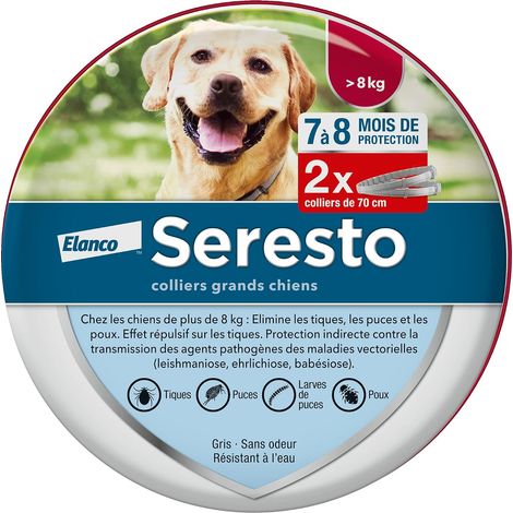Rainbow - Colliers pour Chiens Lot de 2 Colliers Anti-Puces et Anti-Tiques pour Chiens (Grands Chiens 8kg+) Colliers Insectes et Anti-Puces (1/2)