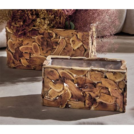 Jardinière rectangulaire en bois 50 cm. Lot de 2, 50 x 25 x 25 cm. (1/3)