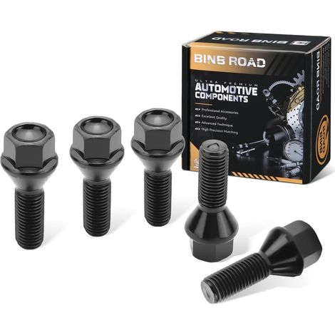 Boulon de roue M12 × 1,5, noir, compatible avec 1 3 5 X Z Series 325i E46 E90 (1/5)