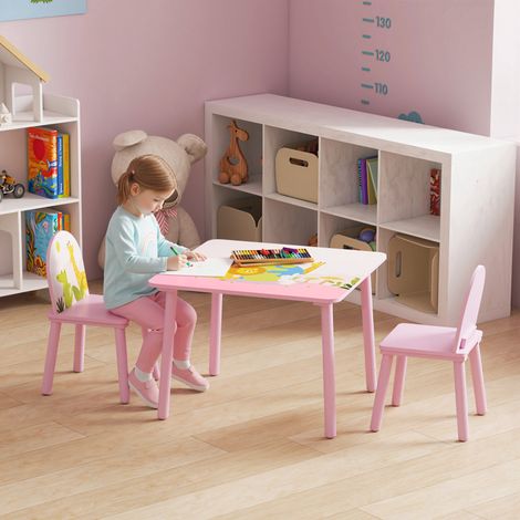 Table et chaises pour enfants, motif animaux, rose, pour garçons et filles de 3 à 8 ans (1/5)