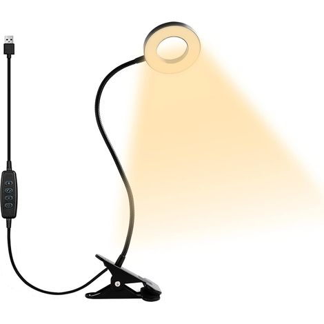 Lampe de lecture légère à clipser 48 LED lampe de bureau de protection des yeux avec 3 options de couleur de lumière, avec chargement USB (1/2)