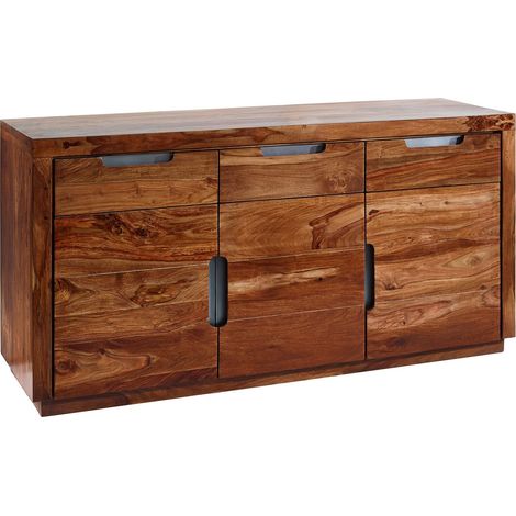 credenza in legno di Sheesham / palissandro 150x45x75 Noce laccato DUKE 127 (1/3)