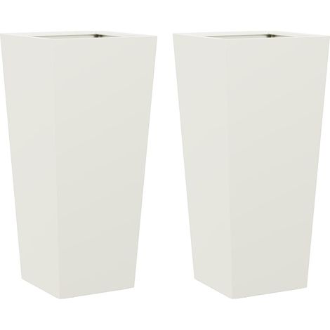 Fioriera rialzata per piante fiori giardino terrazze set da 2 35 x 35 x 75 cm acciaio bianco 020038940