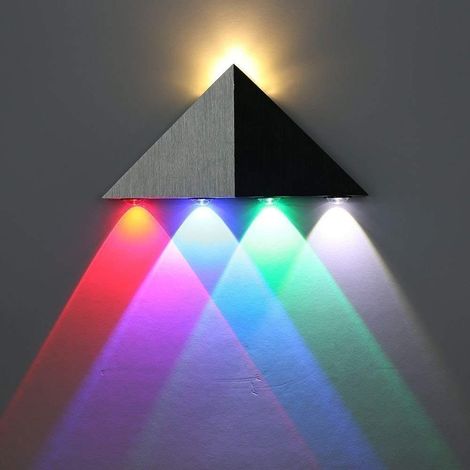 Applique murale LED Up & Down 5W, lampe néon triangulaire moderne lavage mural pour chambre (Multicolore)