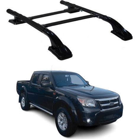 OMAC KIT Barres de Toit Trans+Long Compatible avec Ford Ranger II (Typ PJ/PK) 2007-2012 Alu Noir