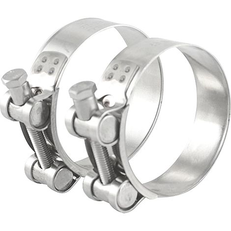 2 Pièces Collier de Serrage en Acier Inoxydable 74-79mm, Collier pour Tuyau d'Échappement Robuste pour Moto, Collier pour Tuyau en Acier Inoxydable, Adapté à la Valve d'Échappement (1/5)