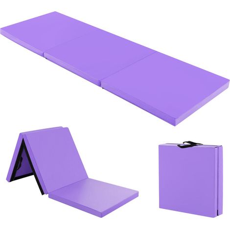 Tapis de gym pliable 3 volets 6 x 2 FT, mousse EPE haute densité, housse zippée PU, yoga et arts martiaux (1/5)