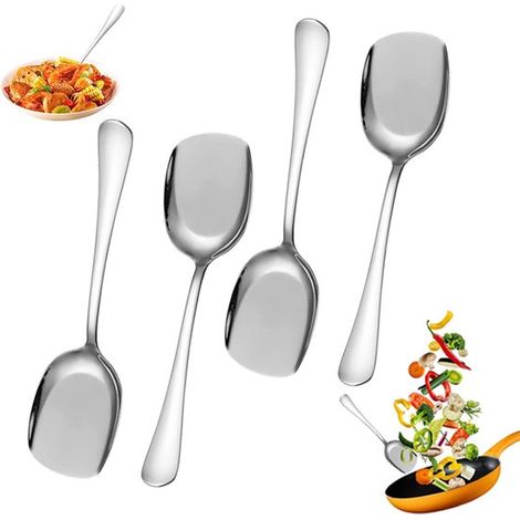 4 teiliges Set Pfannenwender, Schöpfkelle, Servierlöffel, Suppenkelle, Löffel Servierlöffel aus Edelstahl Großer Servierlöffel aus Edelstahl (22, (1/5)