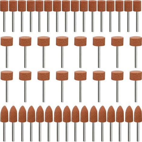 Lot de 48 embouts abrasifs en corindon pour Dremel, tige de 1/8" pour meulage, polissage, ébavurage, pour une utilisation sur les pierres précieuses, le verre, le métal et le bois