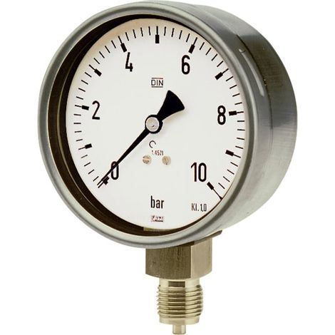 Riegler Manometer, CrNi-Stahl, G 1/2 radial unten, 0 - 4,0 bar, Ø 100 (1/2)
