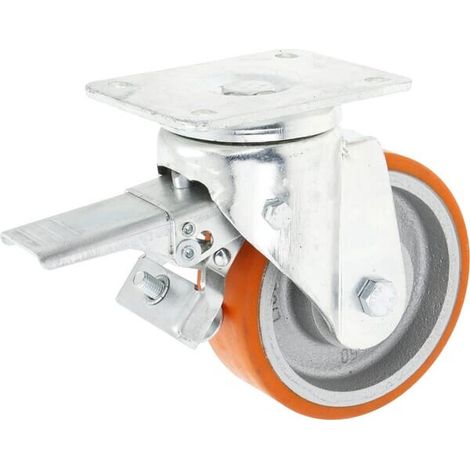 Lenkrolle mit Bremse 150x50 mm Durchmesser150x50mm mit Bremse Plattenaufnahme: 140x110mm Belastung: 600kg Ro-Carr RO-CARR