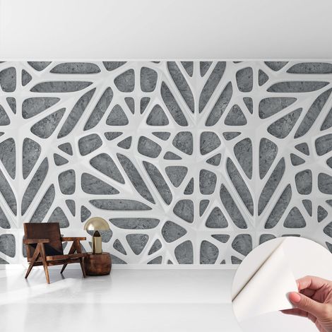 Papier peint adhésif avec colle pour décoration moderne de salon chambre à coucher cuisine et bureau Facile Réseau géométrique 416x254 cm (1/5)
