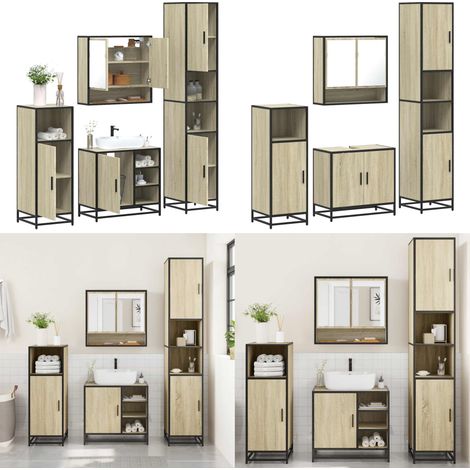 vidaXL Ensemble de meubles de salle de bain 4 pcs chêne sonoma (1/5)