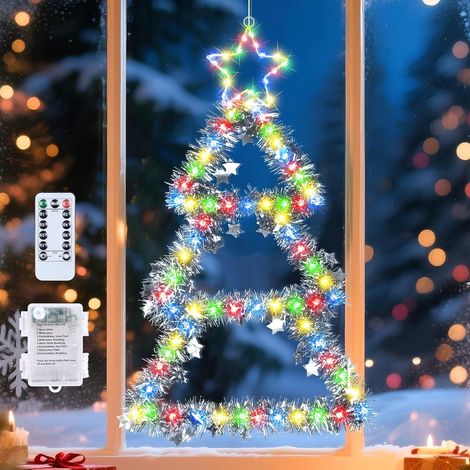 Noël Guirlande Lumineuse pour Fenêtre Intérieur, 75CM LED Guirlandes Lumineuses de Sapin de Noël 8 Modes, Étanche LED Lumières Décoration pour Fenêtre, Mur, Balcon, Jardin, Extérieur (1/5)