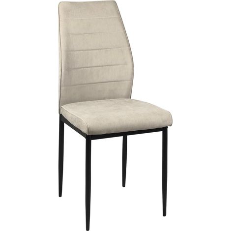 Ensemble de 4 chaises de salle à manger Milo - Tissu rayé (beige) (1/5)