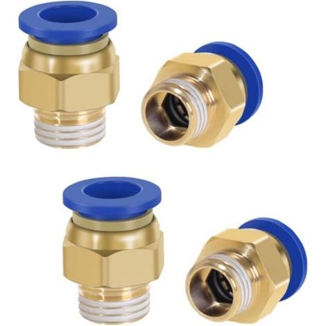 Lot de 4 raccords pneumatiques 1/4" vers 12 mm - Pour raccord d'air comprimé - Qualité industrielle (1/4)