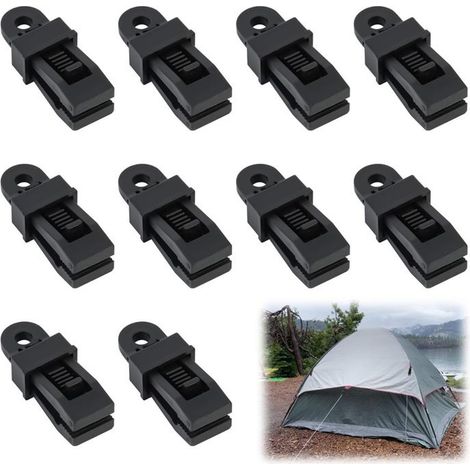 10 pièces clips bâche tente camping, fixation coupe-vent pour auvent instantané, attaches tarp caravane jardin (1/5)