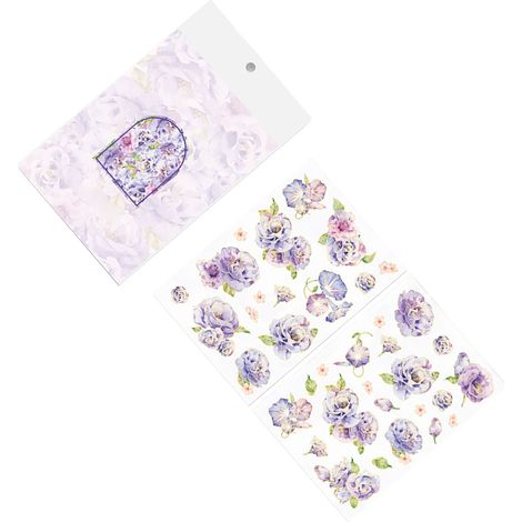 Autocollants fleurs PET résistants à l'eau, 2 feuilles, faciles à décoller, durables, pour scrapbooking et loisirs créatifs DIY, violet (1/5)