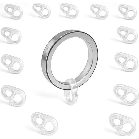 55 Crochets pour Rideaux avec Anneaux - Oeillets Tringles Extensibles Auvents Oeillet Transparent Rideaux Salon Cuisine Auvent Camion Caravane Crochets Blanc Rail (Diamètre 7 mm, 55pcs) (1/5)