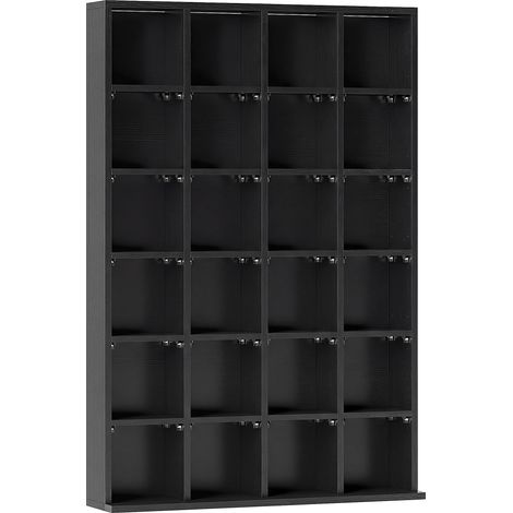 Meuble multimédia 456 CD/336 DVD – bibliothèque bois réglable, étagères ajustables, 89 x 130,5 cm, noir (1/5)