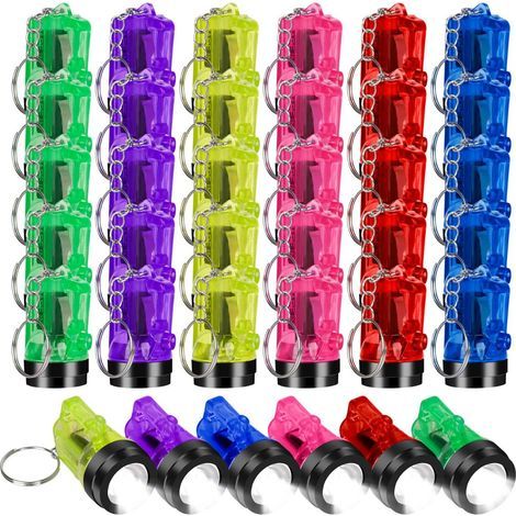 Mini lampes torches LED – Compactes – Portables et résistantes – Avec porte-clés – Cadeau amusant et pratique – Lot de 30 (1/5)