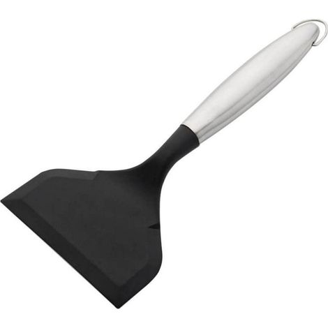 Edelstahl Spatel mit Silikon Griff, Hitzebeständig, für Wok, Braten, Grill