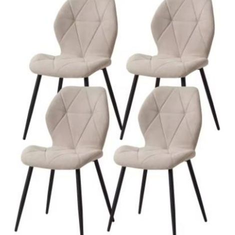 Set di 4 sedie da pranzo in lino beige con gambe in metallo nero (1/5)