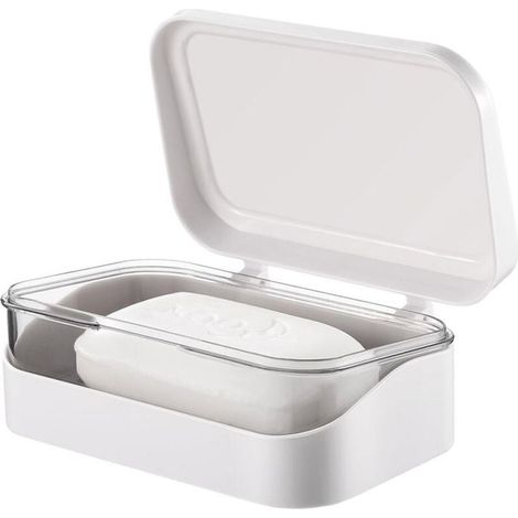 Porta sapone da viaggio TuseRxln con coperchio, porta sapone con foro di drenaggio, contenitore per sapone a prova di perdite, porta saponetta, etichetta per astuccio del sapone