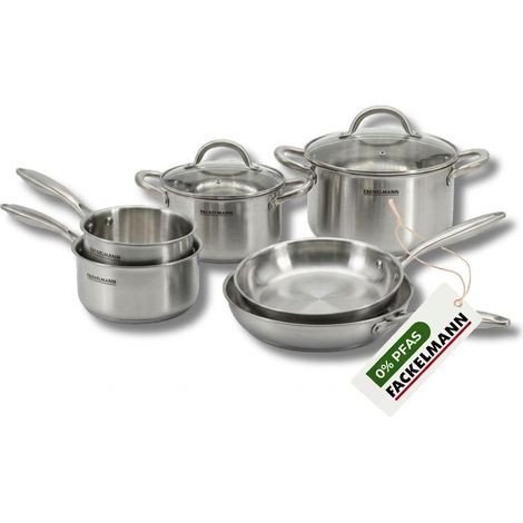 Batterie de cuisine avec 2 poêles 20/28 cm 2 casseroles 14/118 cm et 2 faitouts 20/24 cm sans PFAS Fackelmann Vita3