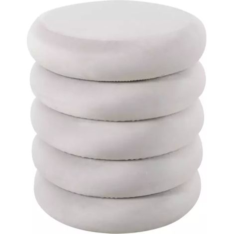Pouf rond en velours beige avec rangement intégré et assise douce MESRUN (1/3)