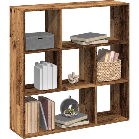 Étagère séparatrice de pièce 7 compartiments bois d’ingénierie vieux bois 102 x 29 x 103,5 cm - PANGIVO (1/5)