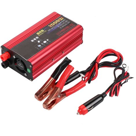 Convertisseur 2000W Onduleur Voiture USB Adaptateur Onde Sinusoïdale Modifiée DC 12V/24V vers AC 220V (1/5)
