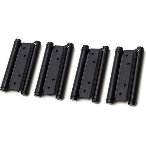 Lot de 2 paires de charnières de porte à double action en acier inoxydable Noir 76 mm (1/4)