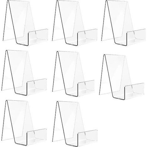 Set mit 8 Acryl-Buchstützen – transparenter Präsentationsständer, ideal zum Ausstellen von Alben, CDs, Fotos und Tellern. (1/5)