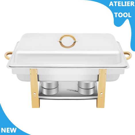 ATELIER 9L/2.38gal acier inoxydable chafing plateau ensemble avec couvercle cadre pliable pour la restauration buffet (1/5)