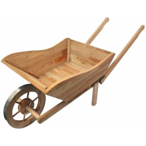 Outils Et Nature – Brouette en bois grand modèle – Longueur 142 cm – Largeur 56 cm – Hauteur 48 cm – Pour jardin et aménagement extérieur