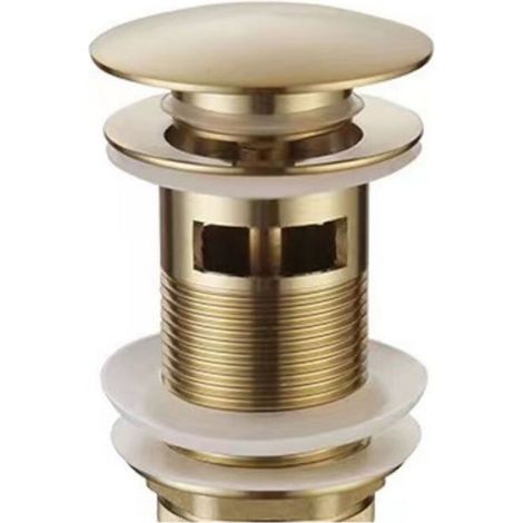 Bouchon de vidange escamotable pour lavabos, accessoires de salle de bain en or brossé (1/4)