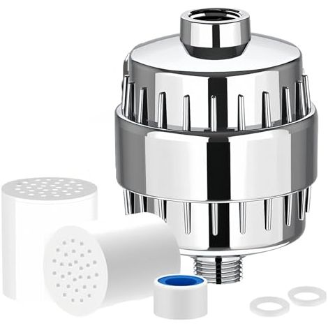 Filtro de cabezal de ducha de 36 etapas con 2 cartuchos filtrantes - Filtro de ducha para eliminar fluoruro, cloro y metales pesados con vitamina C para agua dura, reduce las impurezas (Filtro de cabe