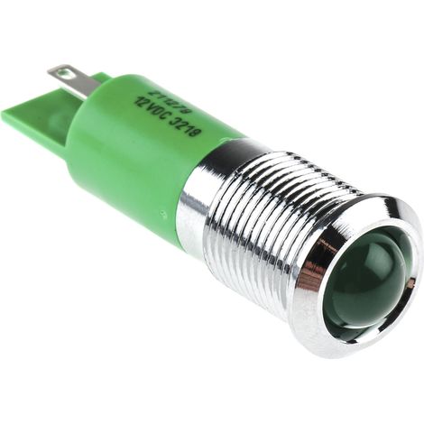 Voyant LED lumineux Vert RS PRO, dia. 14mm, 12V c.c. ( Prix pour 1 )