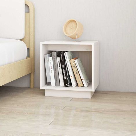 Table de chevet-Table de nuit Blanc 40x30x40 cm Bois de pin solide 280703 (1/5)