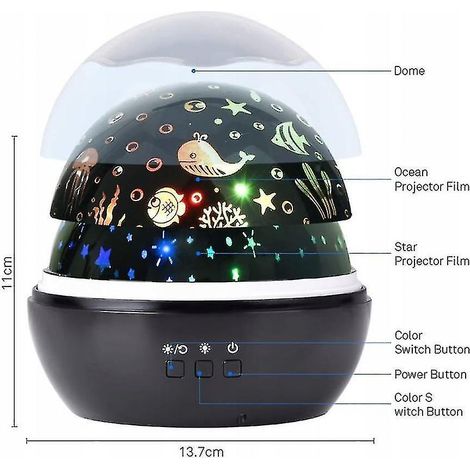 Projecteur Star Spotlight avec câble USB, lampe de table rotative à 360° 2 en 1, 8 couleurs changeantes. (1/5)