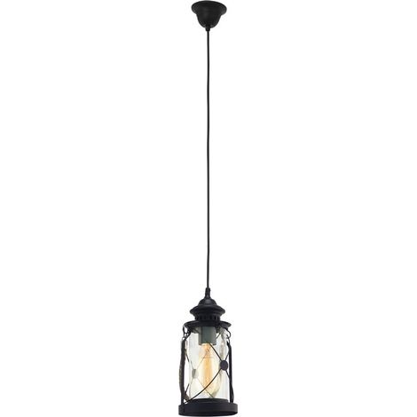 Lampadario A Sospensione Vintage Bradford Acciaio Nero Vetro 1 Luce E27 (1/4)
