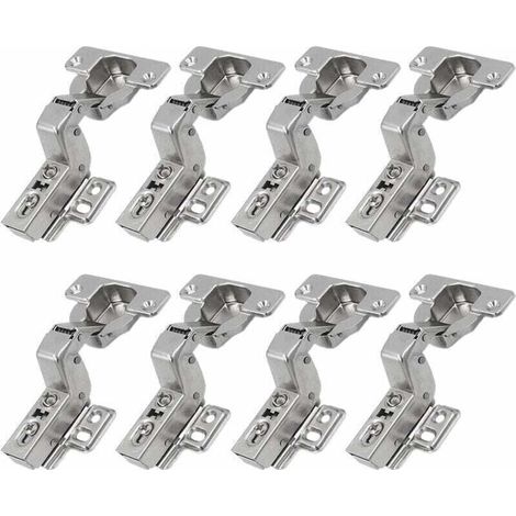 110 Degré Rentrant Charnières 35mm sans Amortissement pour Porte de Placard Cuisine Charniere pour Meuble Armoires Ferrage Rentrant Applique-8pcs - Argent (1/5)
