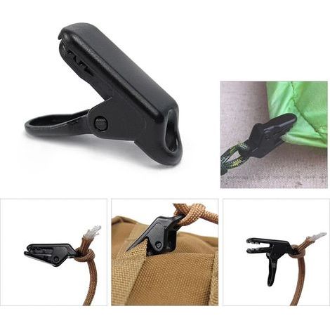 10 Pièces Pinces de Toile pour Bâche de Tente, Outil de Fixation pour Abri de Camping, Accessoire de Survie Extérieur (1/2)